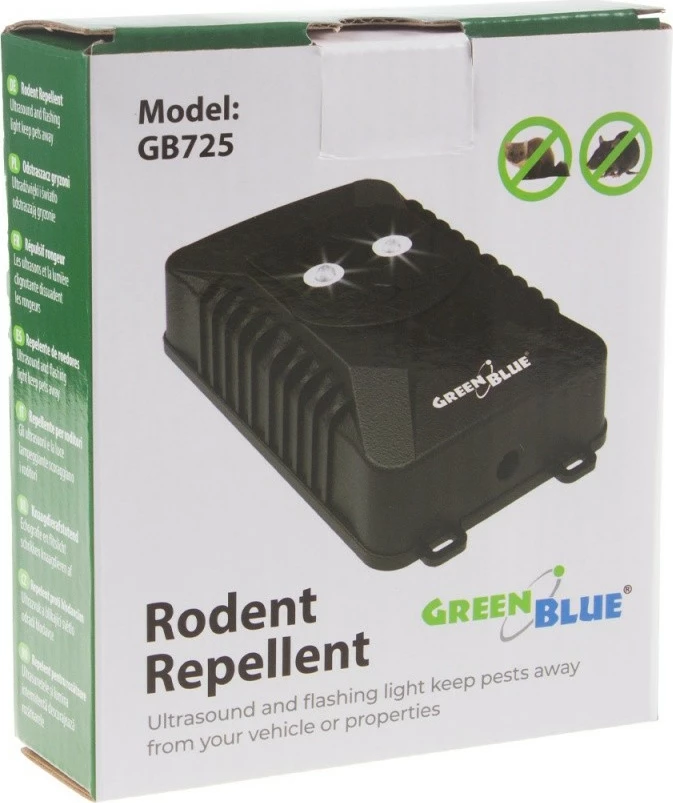 Pajisje larguese brejtësish GreenBlue GB725, me ultratinguj dhe LED, e zezë