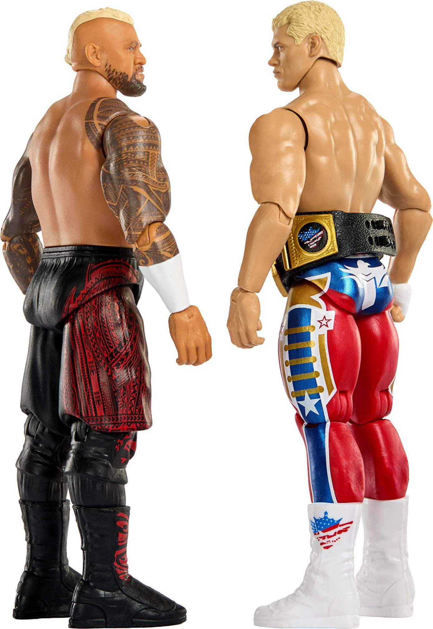 Set figurina WWE Mattel Main Event Showdown JHJ54, Cody Rhodes vs Solo Sikoa, 15 cm, 2 copë