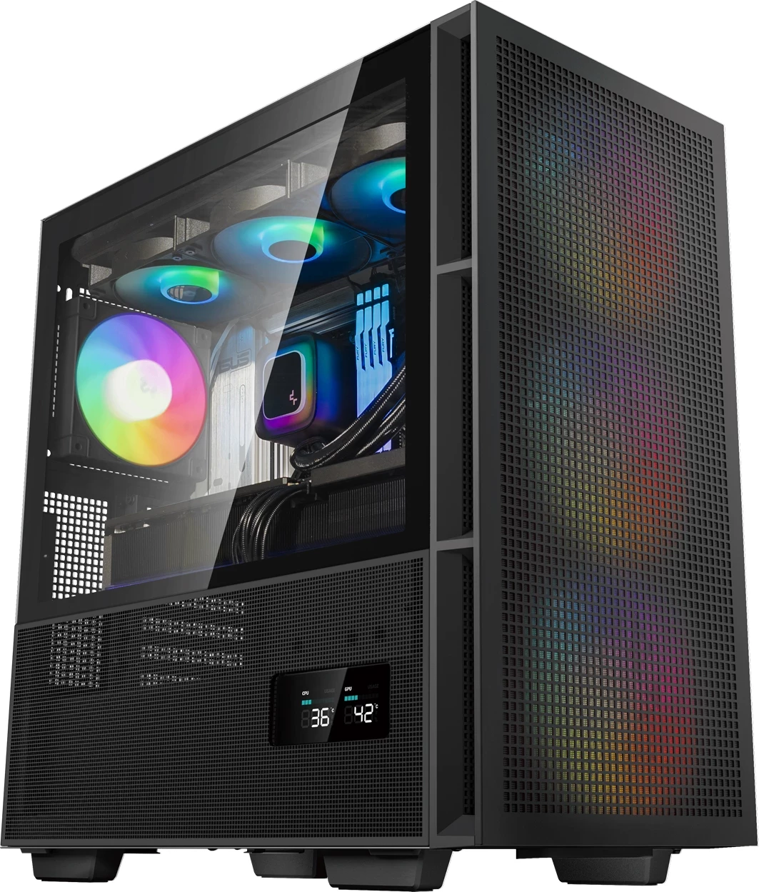 Kompjuter desktop UVI OMEGA NV57TX Ryzen 7 9800X3D, RTX 5070 Ti 16GB, 64GB RAM, 2TB SSD, 850W, ftohje me ujë, Windows 11 Home, i zi