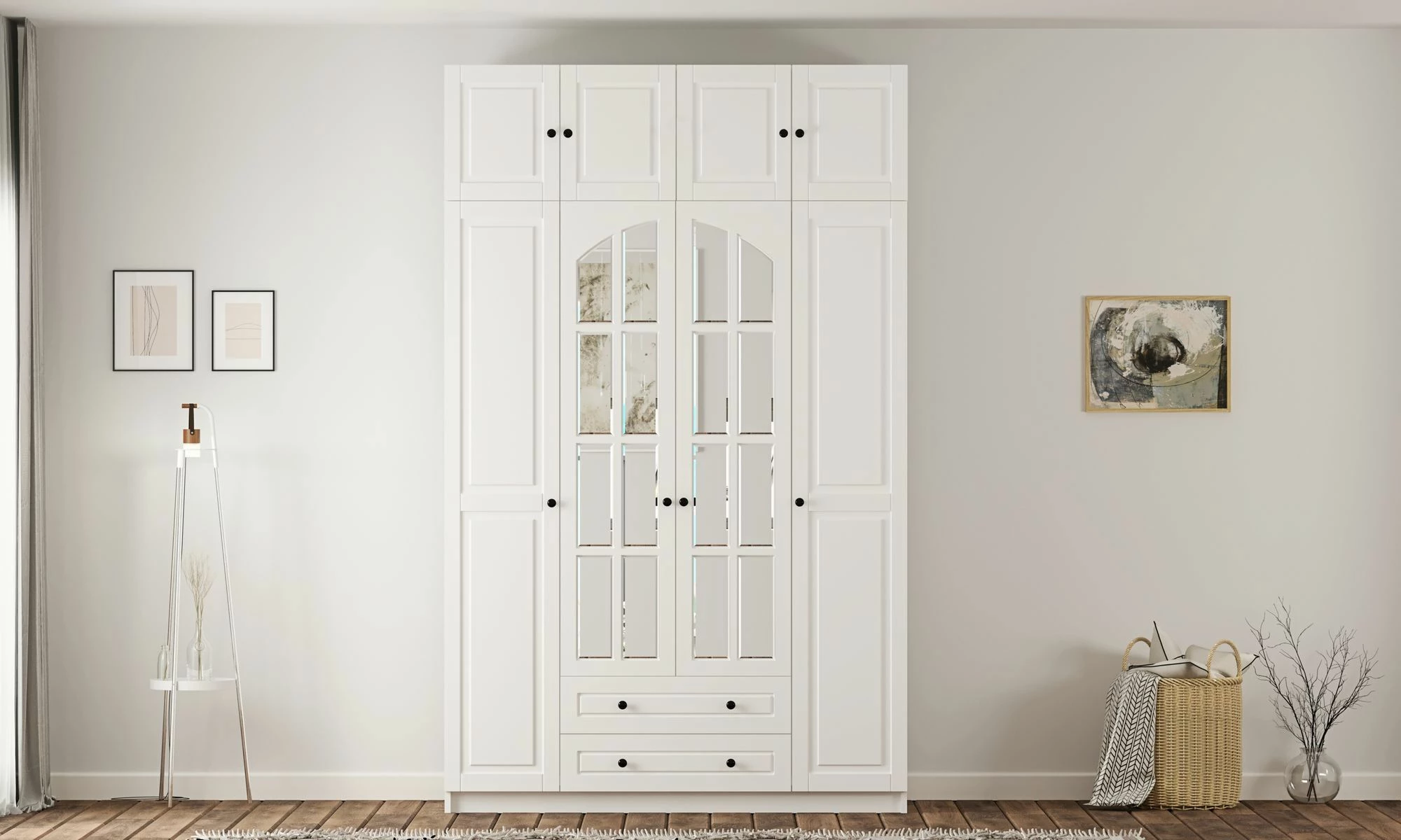 Dollap rrobash Skye Decor, ngjyrë e bardhë mat, RB-185-12