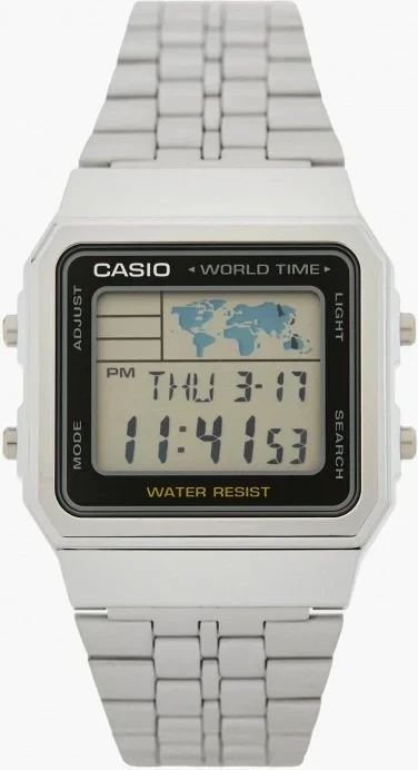 Orë dore Casio A500WA-1, e argjendtë