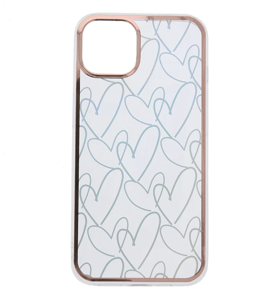 Mbështjellës silikoni ONASI Valentine Love për iPhone 14 Pro, transparent me kornizë rozë