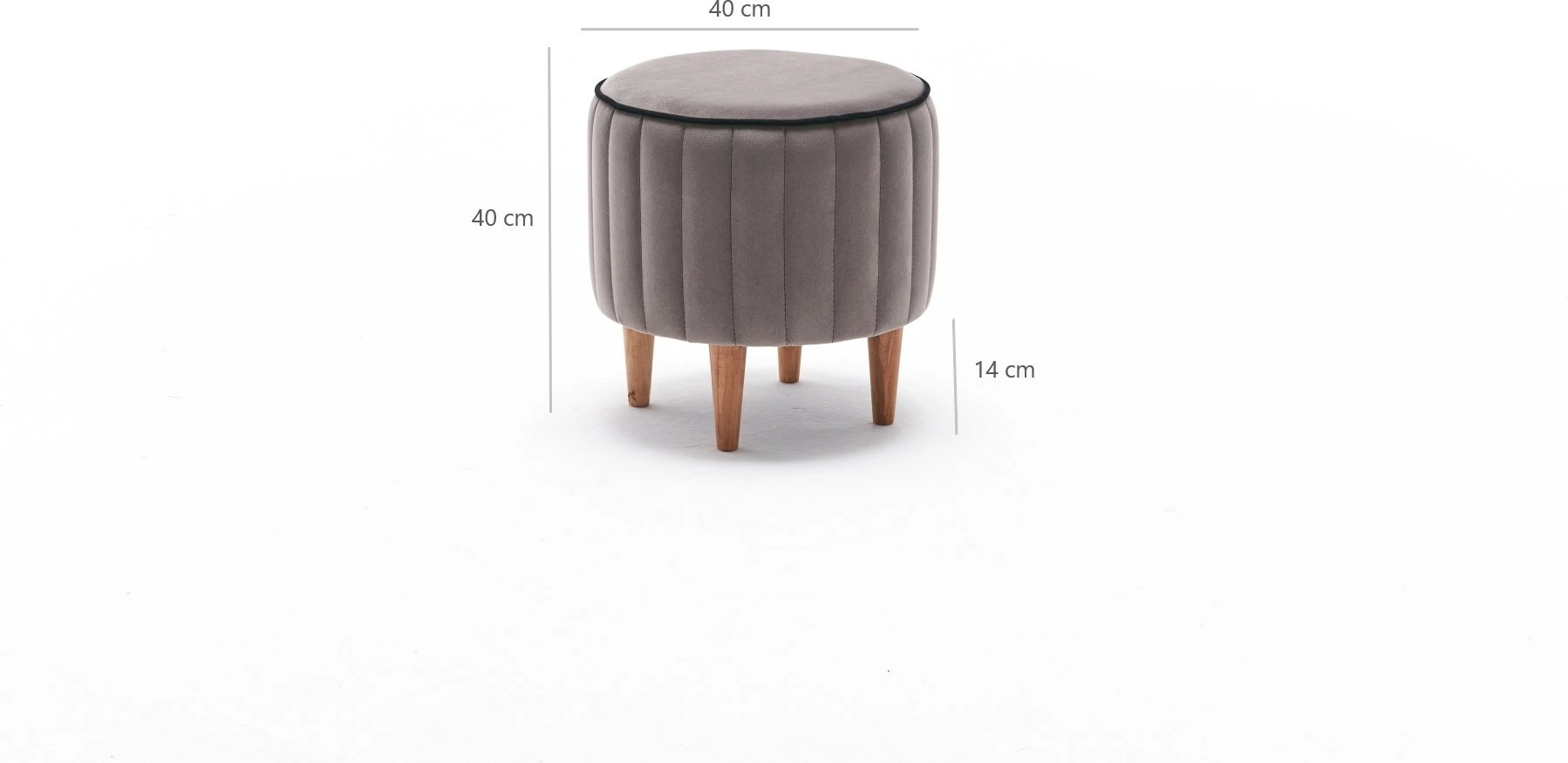 Puf Lindy, kadife gri, Atelier del Sofa