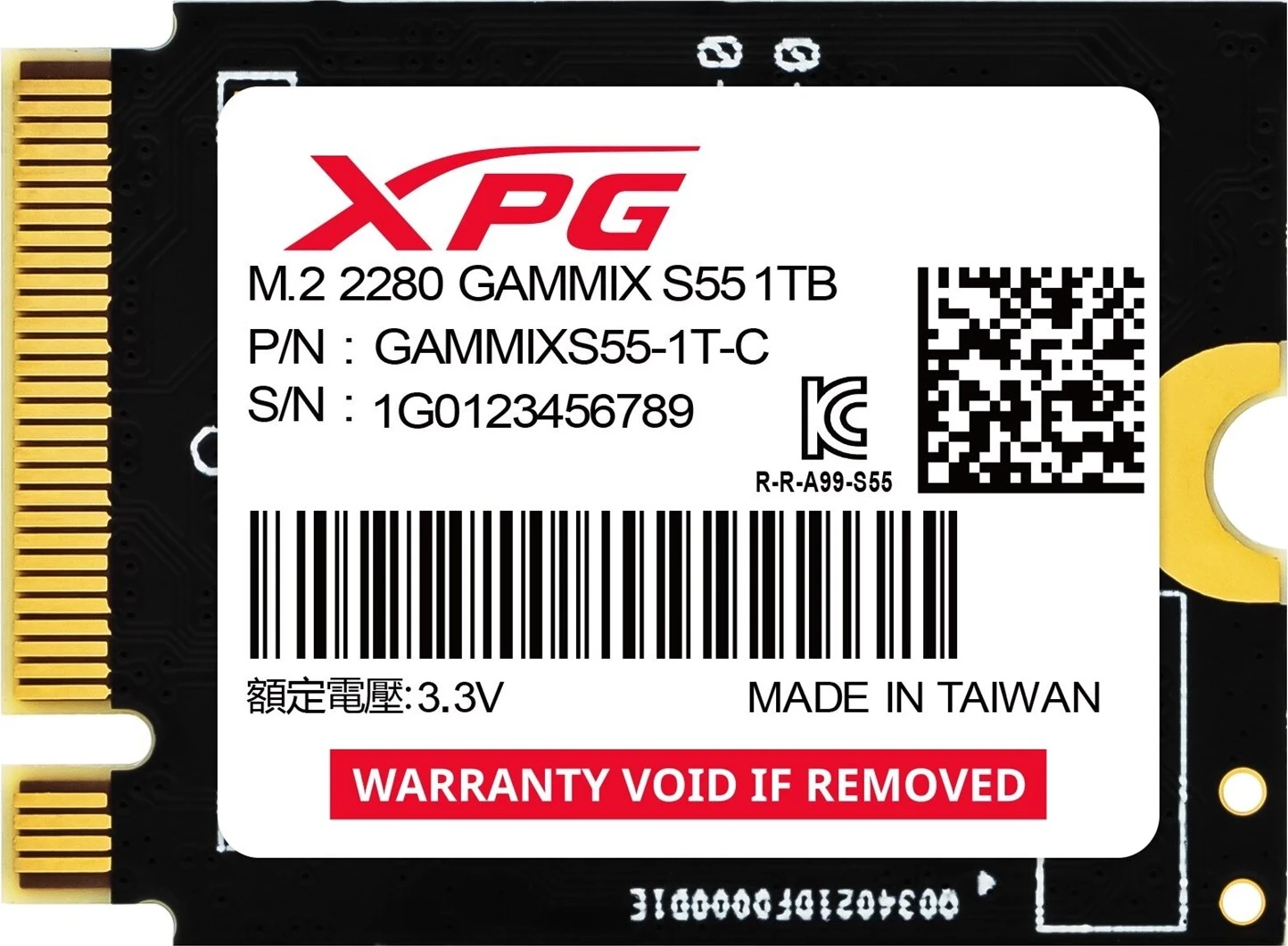 SSD ADATA GAMMIX S55 1TB, PCIe Gen4x4, e zezë