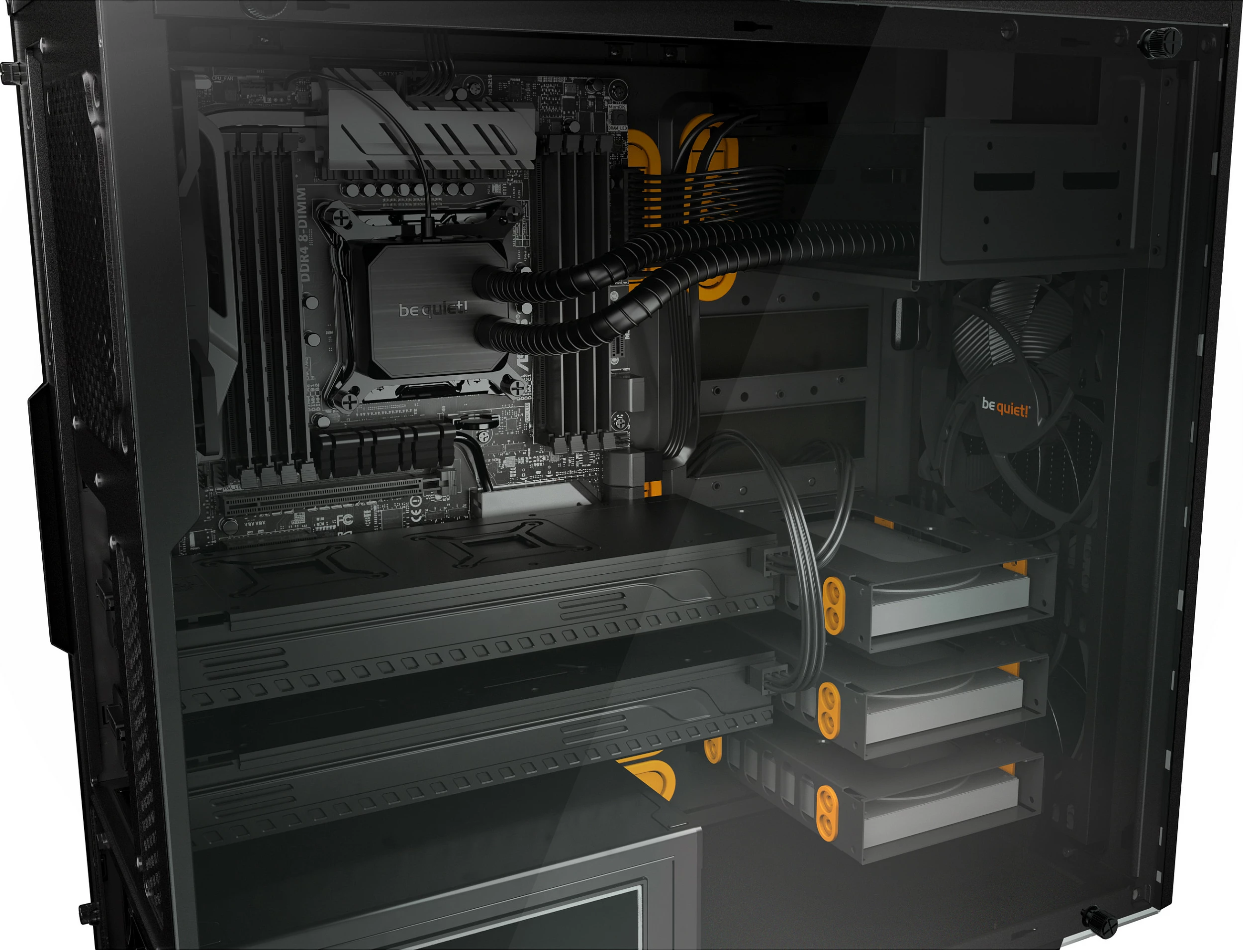 Kasë be quiet! Pure Base 600 Window, Midi Tower, PC, ATX, micro ATX, Mini-ITX, e zezë, portokalli