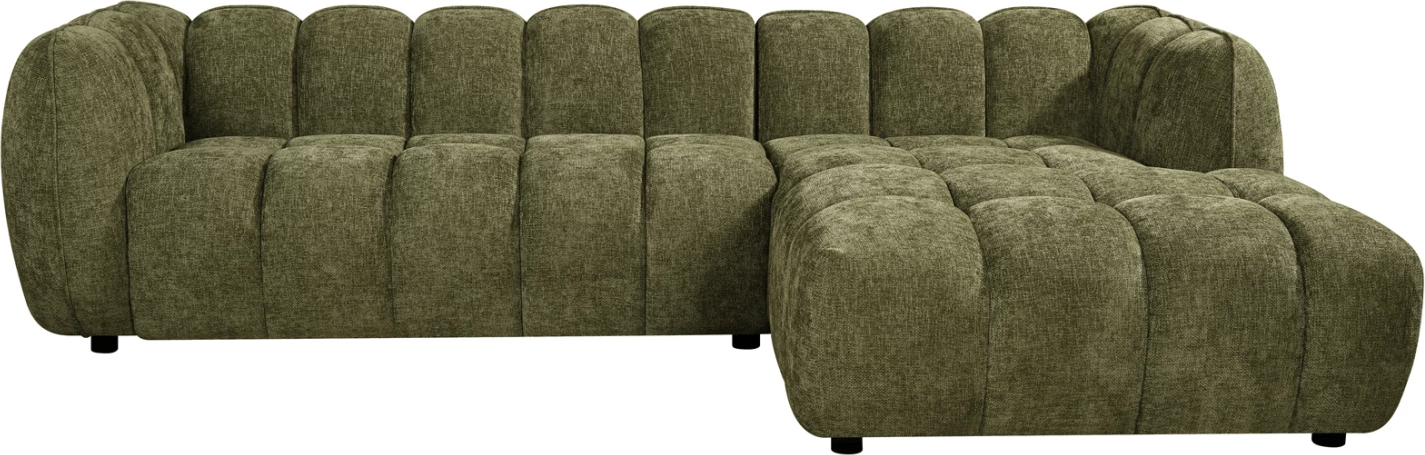 Këndare e djathtë LYKKE, material jeshil, FH3326.03R, 280x89-165(chaise)x70cm