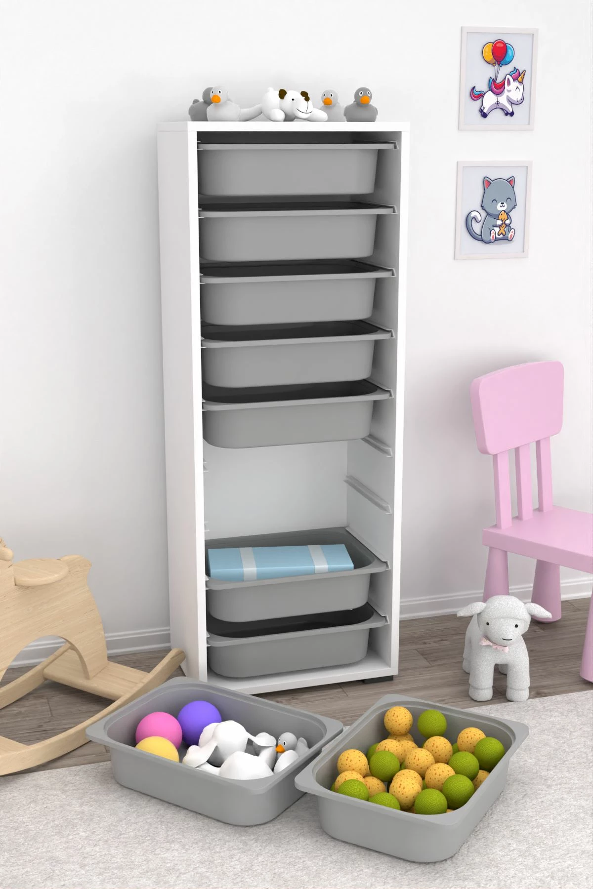 Dollap shumëpërdorimësh Hanah Home, Zola 9N, bardhë-gri