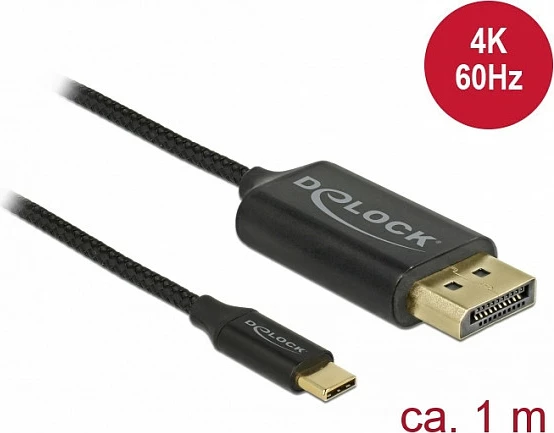 Kabllo USB-C në DisplayPort DeLOCK 83709, 4K 3840x2160, DP 1.2, e zezë