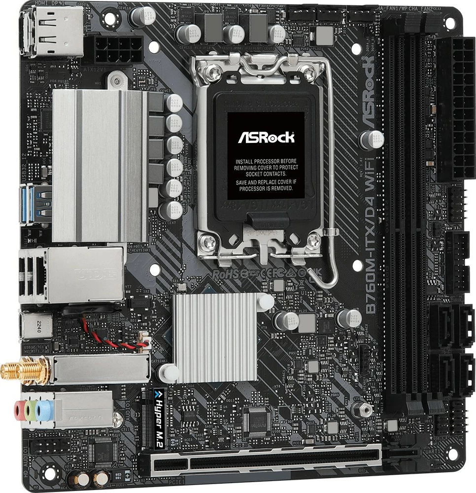 Pllakë amë ASRock B760M-ITX/D4 WIFI, mini ITX, LGA1700, DDR4, WiFi 6E, e zezë