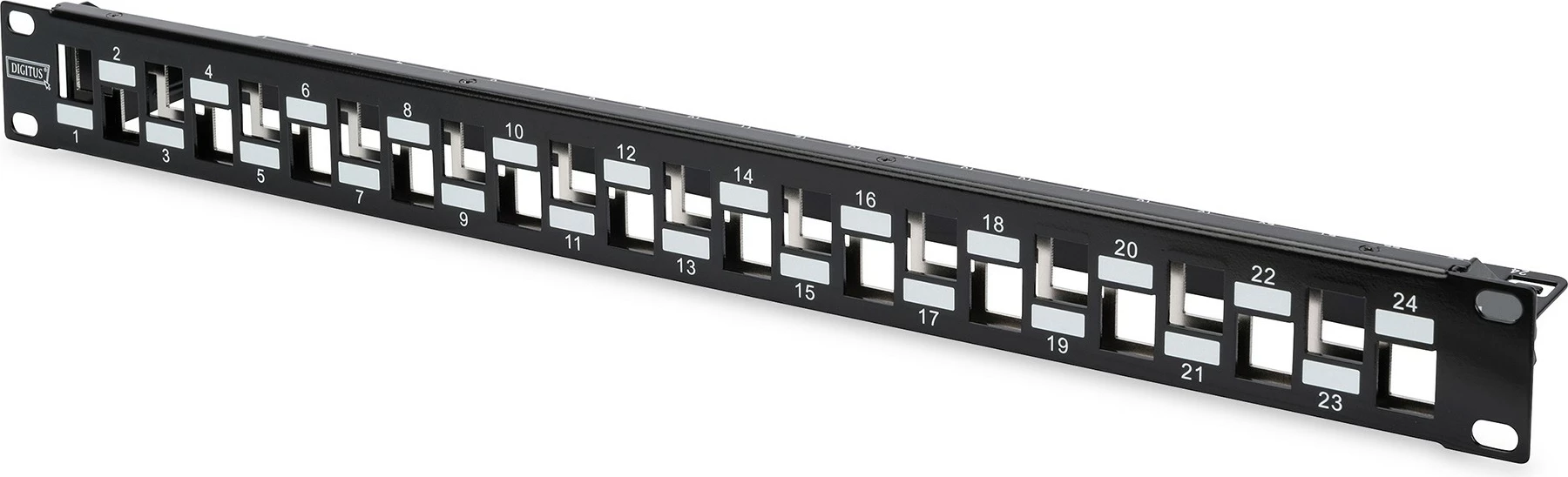 Patchpanel Digitus 24-portë, Cat6a, 1U, i zi