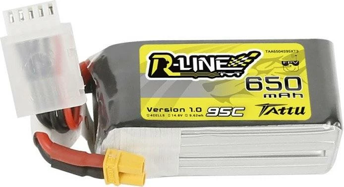 Bateri LiPo Tattu R-Line 650mAh 14.8V 95C 4S1P me XT30