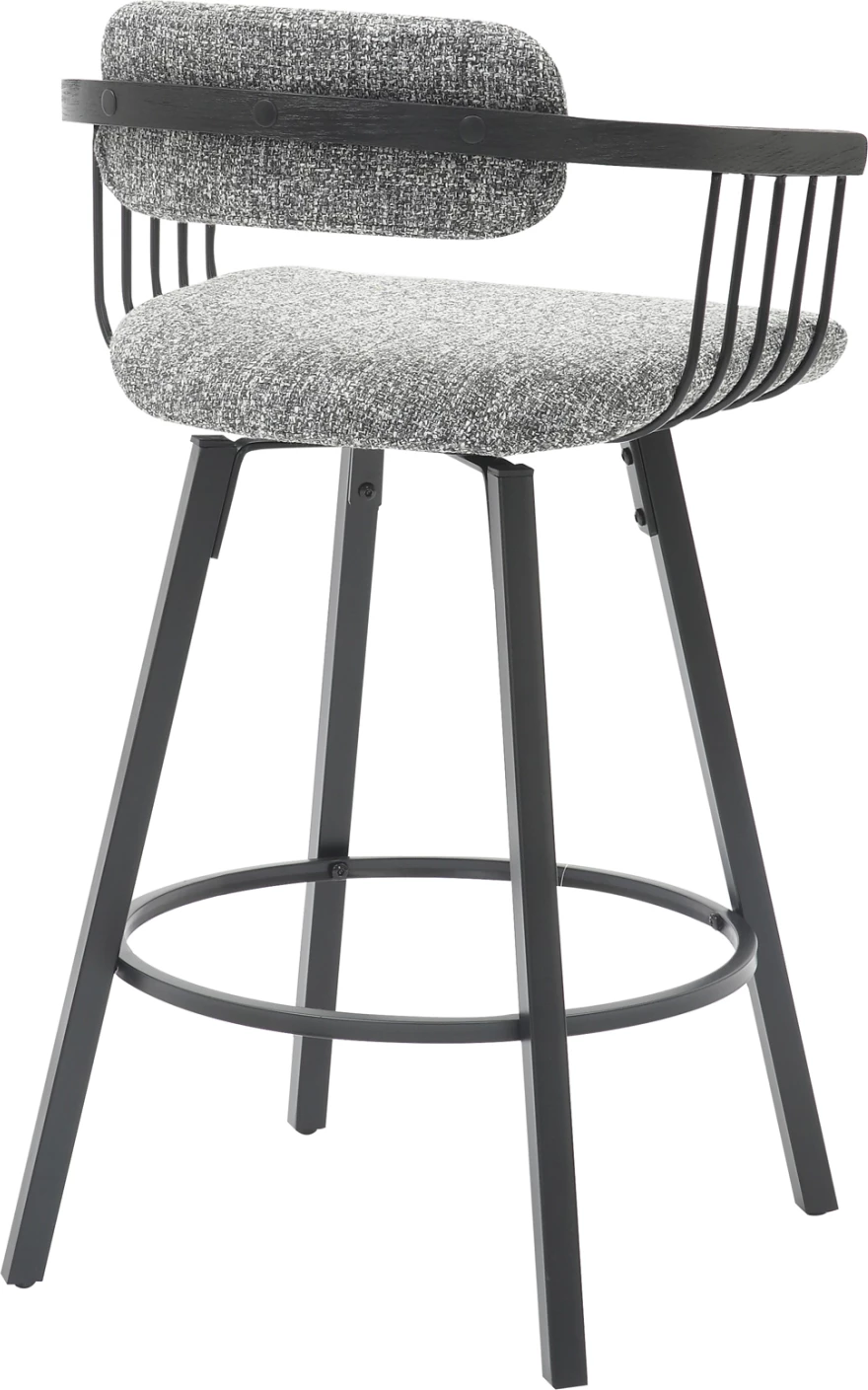 Karrige për bar rrotulluese LANG FH9990.02, kornizë metali e zezë, pëlhurë gri, 51.5x48.5x89.5H cm