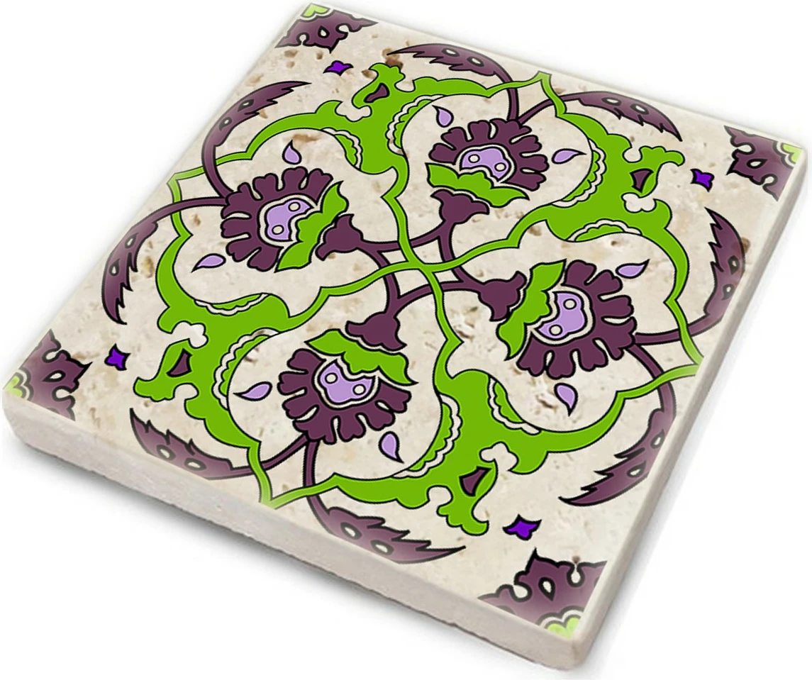 Set 4 copë nën gota prej guri natyral, shumëngjyrëshe, Hermia, TAB368883744