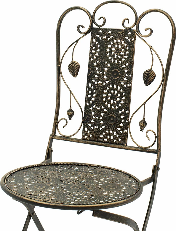 Set tavoline me karrige Drill 3 copë, ngjyrë bakri antike, metal