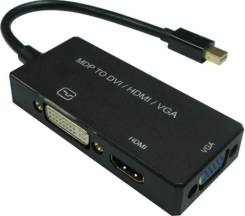 Adapter kabllo VALUE 12993154 Mini DisplayPort në DVI/HDMI/VGA aktiv, 0.1m, i zi