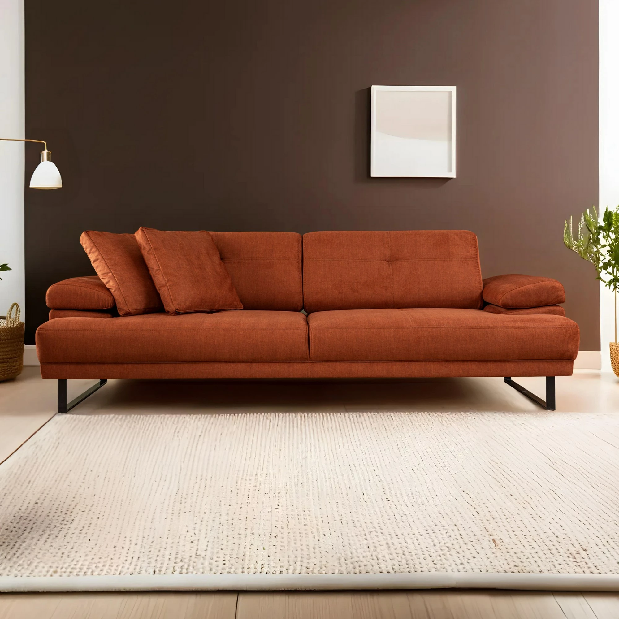 Divan-krevat 3 vendësh, ngjyrë portokalli, Atelier del Sofa, Mustang