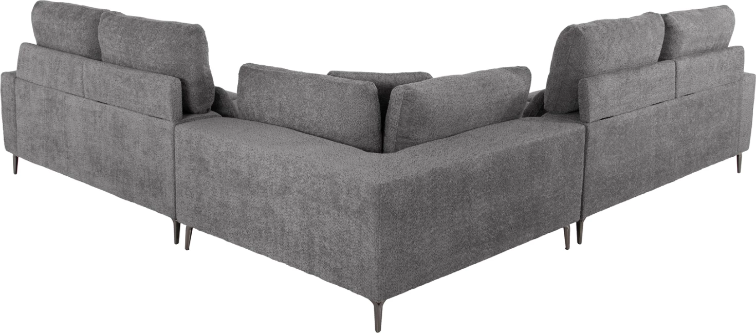 Divan qoshe SYMMET FH3269.03, pëlhurë gri, këmbë antracit me shkëlqim, 314x236x90-102H cm