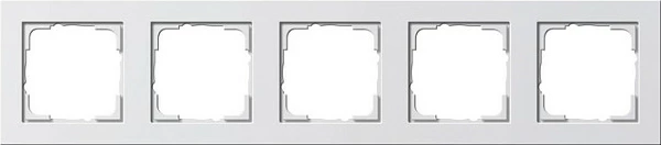 Kornizë 5-fishe GIRA E2, 80.8×366 mm, termoplastik, pa vida, e bardhë