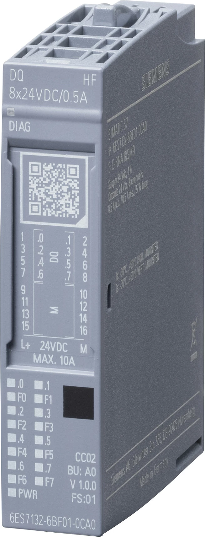 Modul dalje digjitale PLC Siemens SIMATIC ET 200SP 6ES7132-6BF01-0CA0, DQ 8x24VDC 0.5A, gri