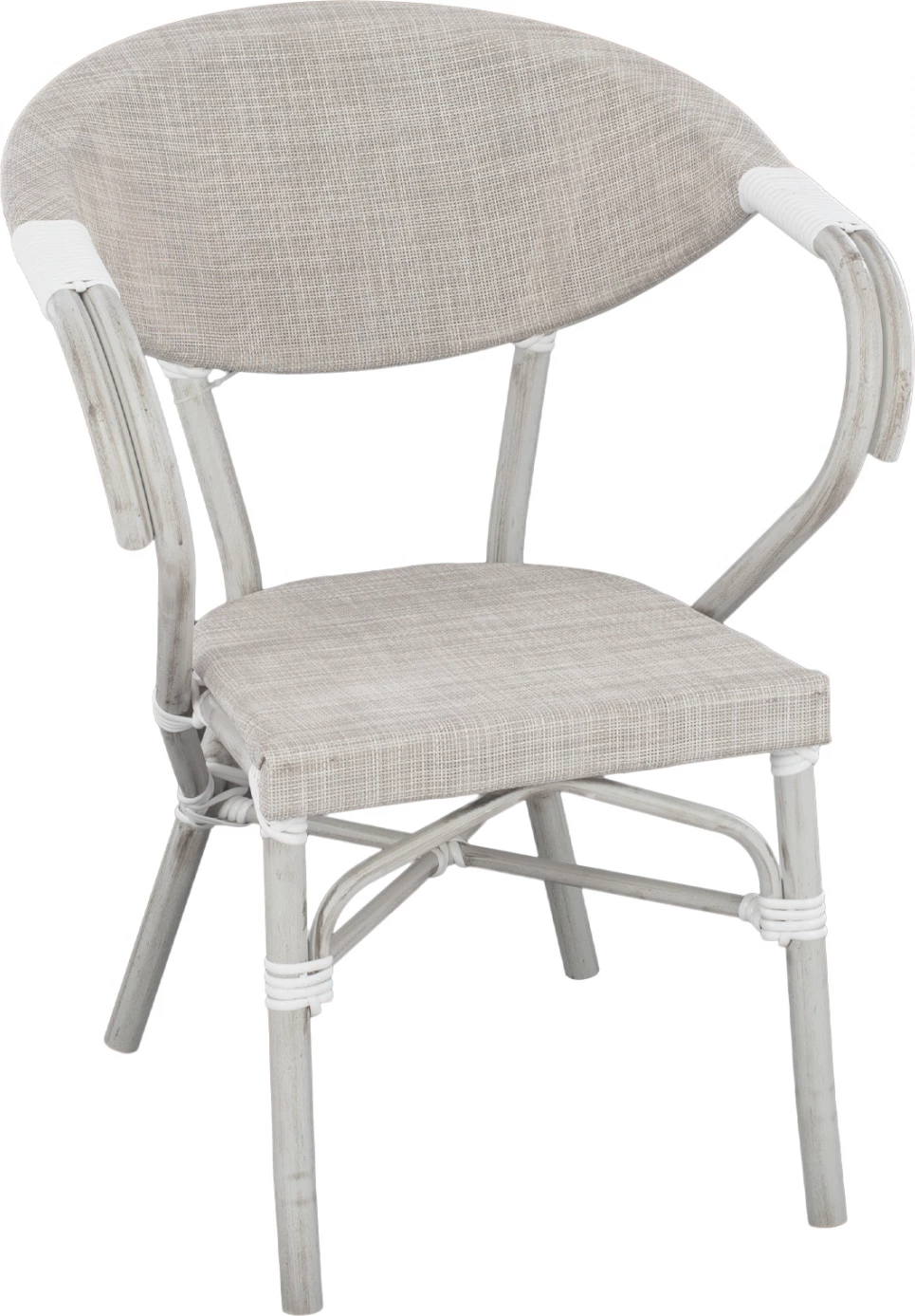 Karrige alumini pamje bambu, gri patinë, me tekstilene, FH5108, 57x57x83 cm