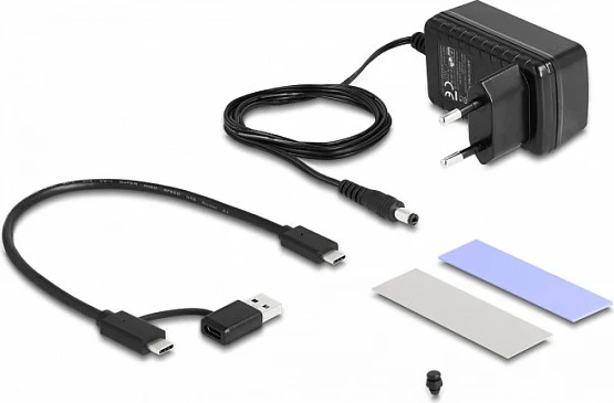 Konvertues USB-C DeLOCK për M.2 NVMe + SATA, funksion klonimi, USB 3.2 Gen 2, 0.3 m, i zi