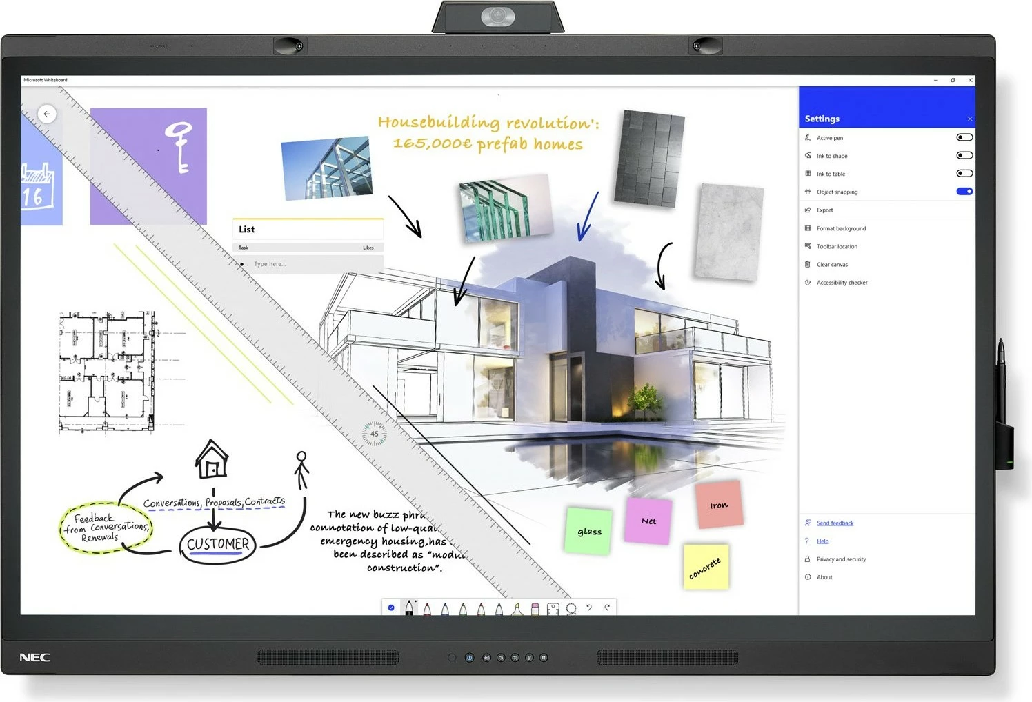 Ekran i madh me prekje SHARP NEC WD551 55 inç, 4K Ultra HD, 1.073 miliardë ngjyra, Ethernet, HDMI, i zi