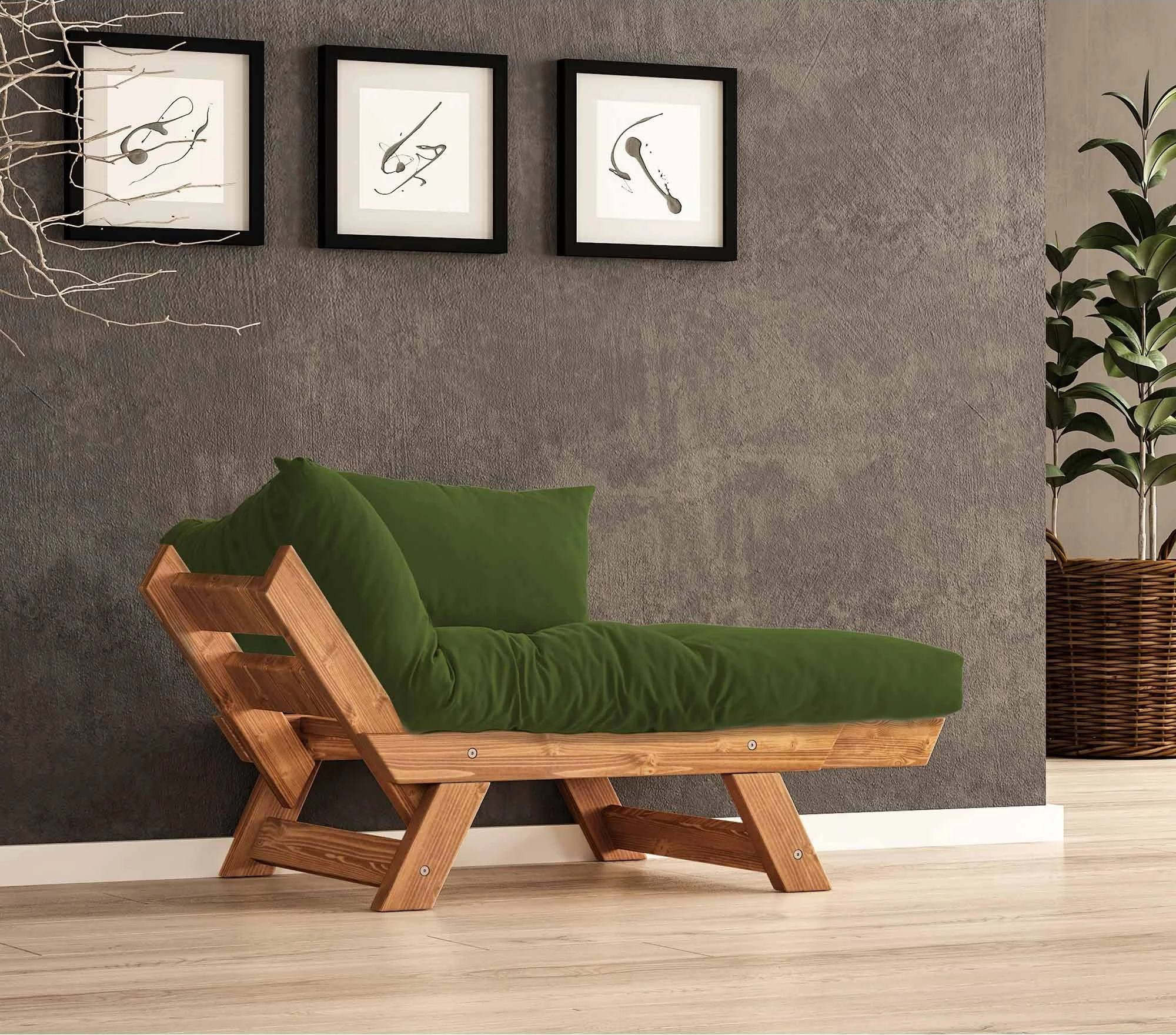 Karrige për kopsht një vend, Skye Decor, CPT8160-140, ngjyrë teak dhe e gjelbër