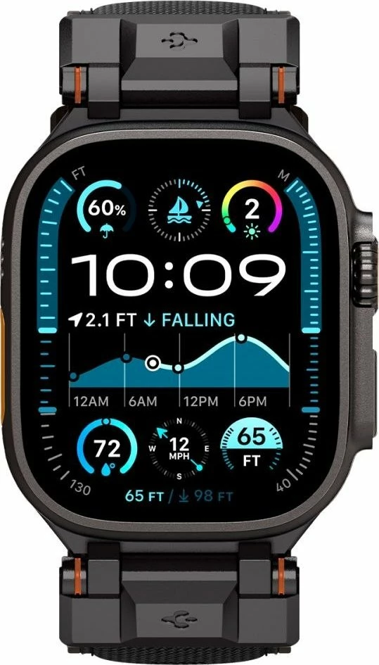 Kornizë mbrojtëse me rrip për Smartwatch Spigen DuraPro Armor, për Apple Watch 6/7/8/9/10/SE/Ultra 1/2 44/45/46/49 mm, e zezë