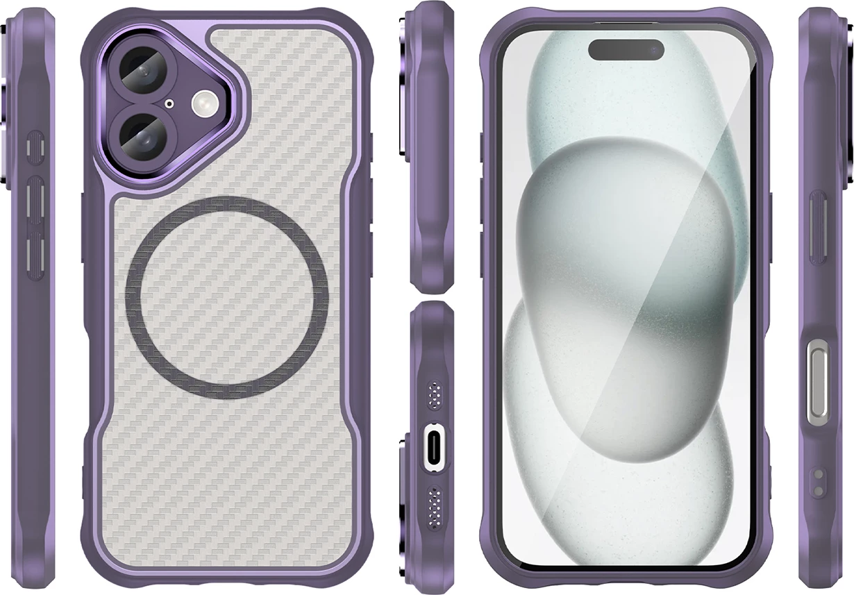 Mbështjellës Hurtel Leading Series MagSafe për iPhone 16, TPU, Vjollcë