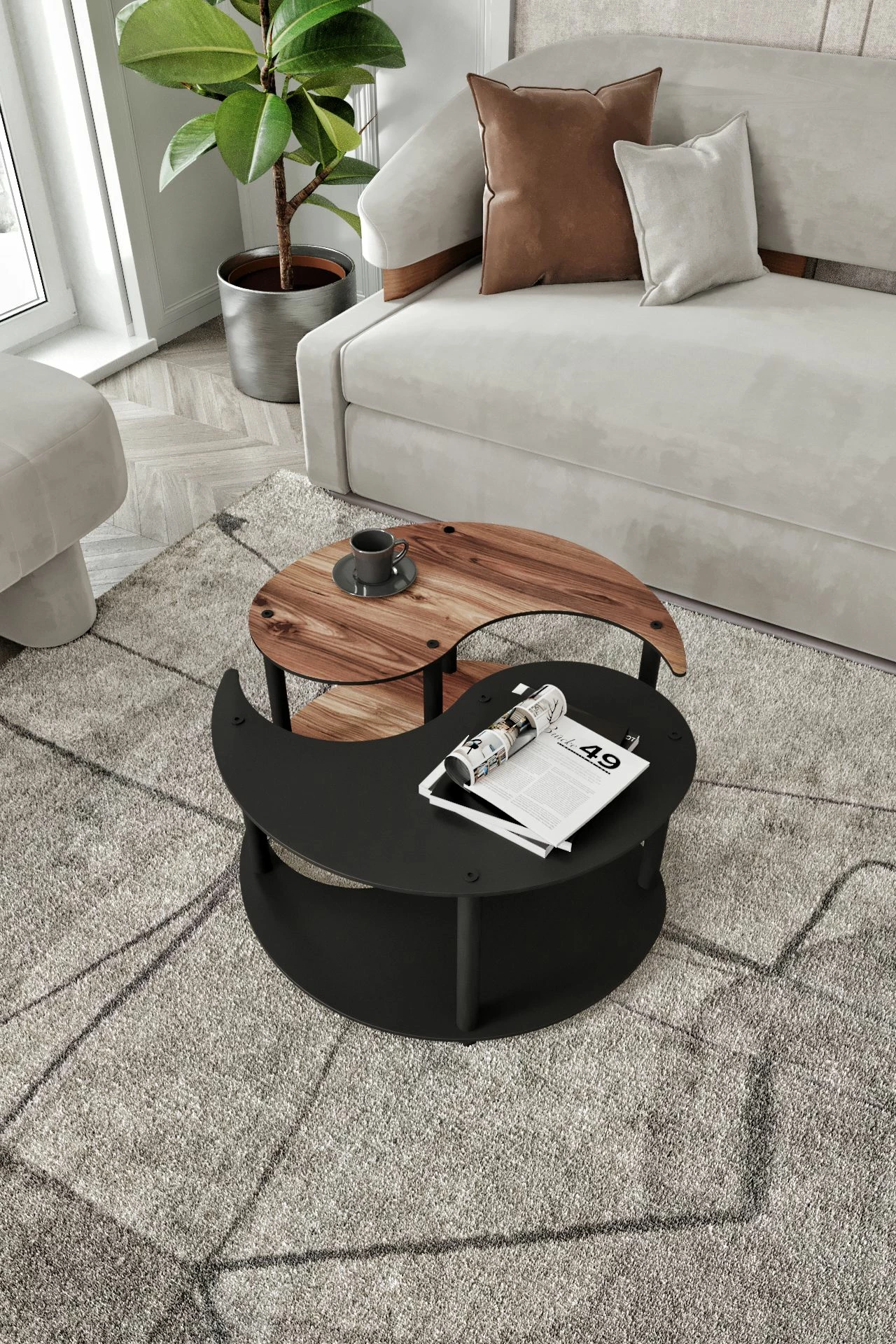 Set tavolinash kafeje Skye Decor, Yi Yang2L, ngjyrë arre, 70cm