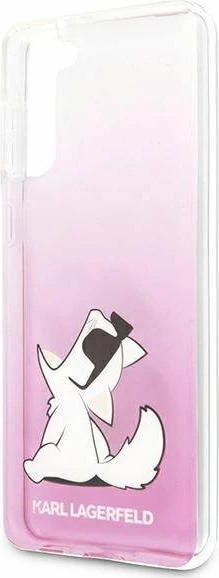 Mbështjellës KARL LAGERFELD KLHCS21MCFNRCPI për Samsung Galaxy S21 Plus G996 Choupette Fun, mbrojtje e fortë, transparent rozë, 1 copë