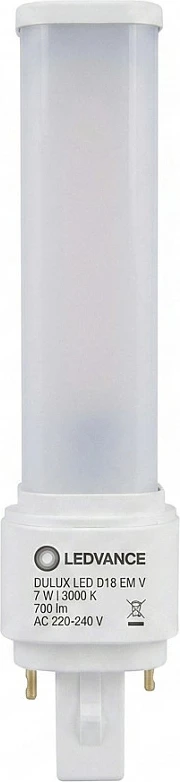 Llambë LED OSRAM/LEDVANCE DULUX D18 EM V, 7W, 700 lm, 3000K, G24d-2