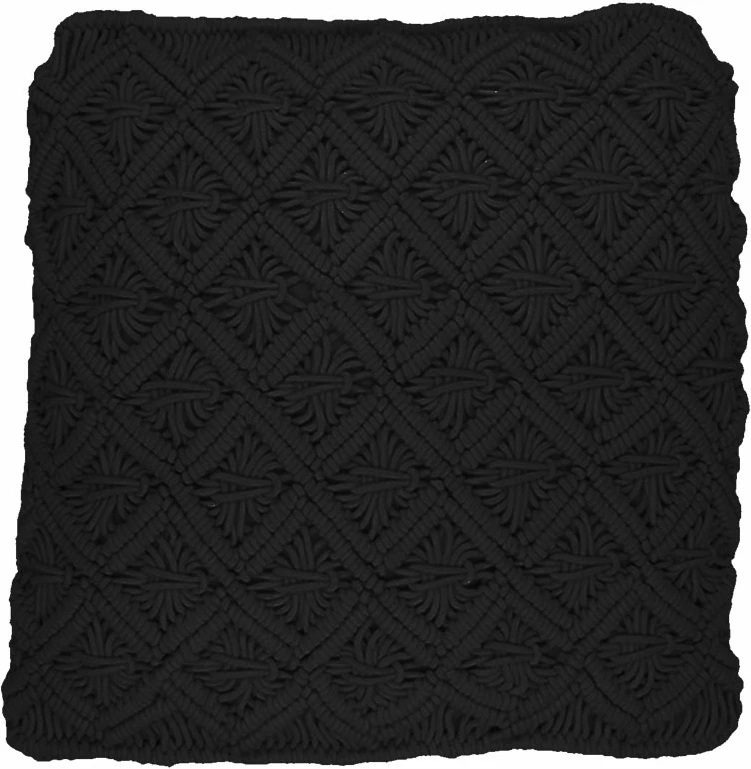 Jastëk dekorativ Al Mano, makrame, pambuk-poliester, i zi, 45x45x5cm