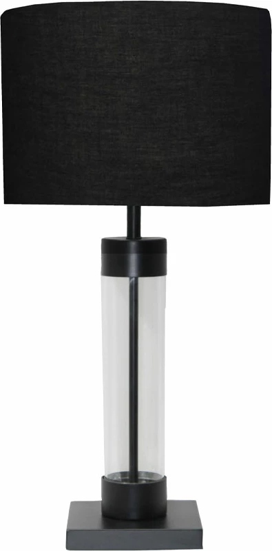 Lampë tavoline Tremont, hekur i zi mat, xham i zi, 36x36x62 cm