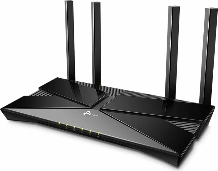 Router Wi‑Fi TP-LINK Archer AX53 AX3000 Dual Band Gigabit Wi‑Fi 6, zi, set me adapter rryme dhe kabllo RJ45