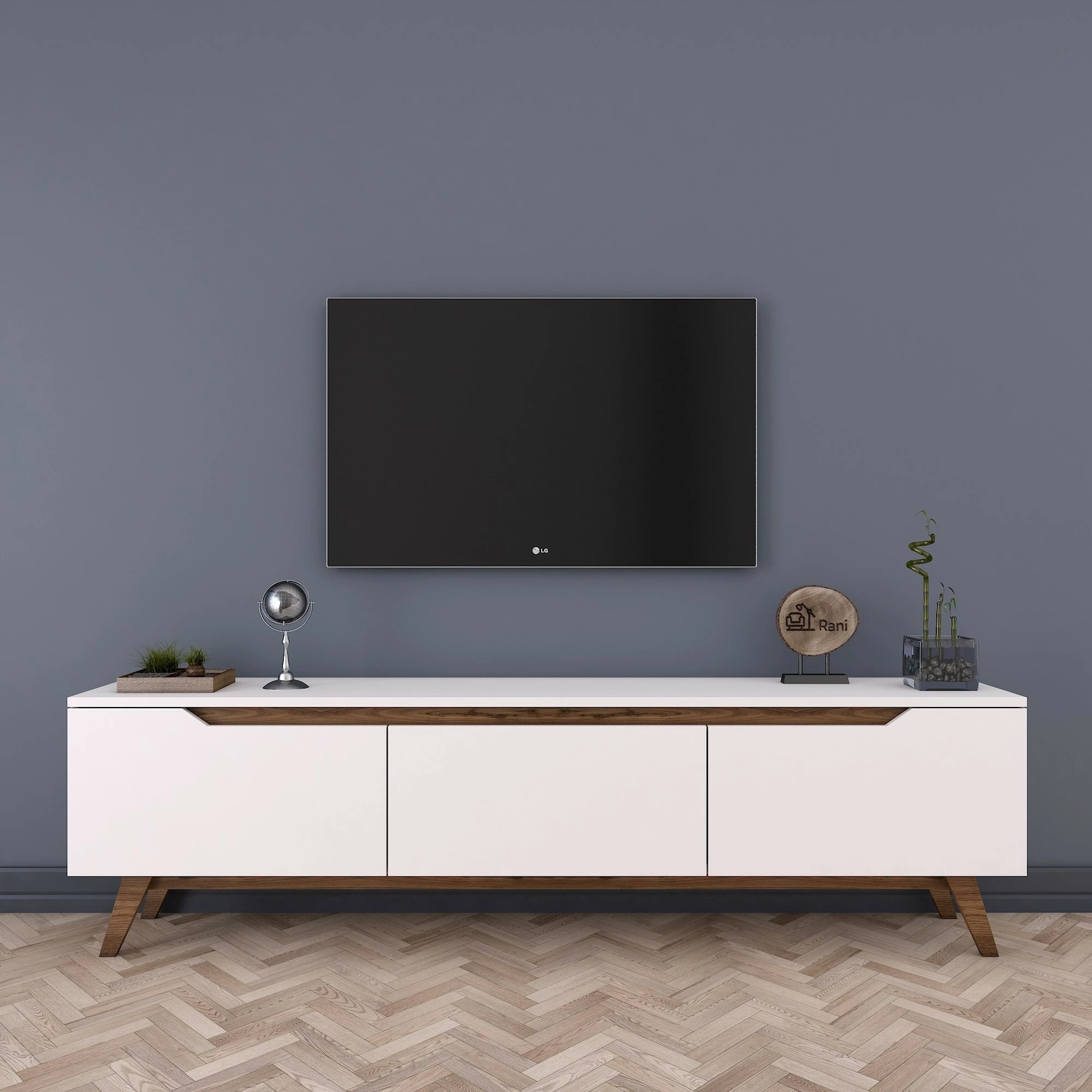 Komodë TV Hanah Home, D1 - 794, e bardhë dhe arre