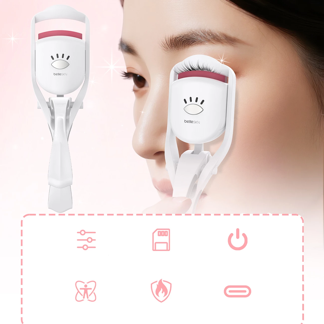 Përkulës qerpikësh me ngrohje MAXGROOM BM2310, 3 nivele 60/70/80°C, USB-C, bateri 230 mAh, i bardhë, në kuti