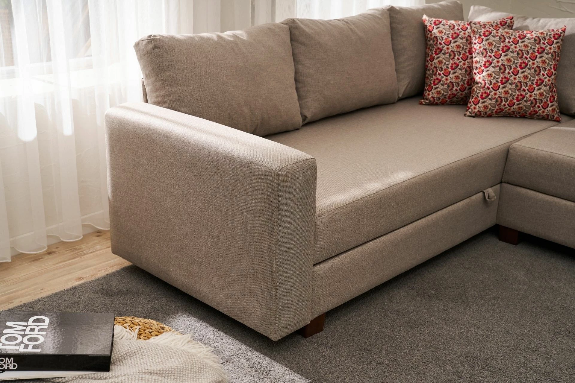 Kënd divan-krevat Atelier del Sofa, Aly, kënd i djathtë, bezhë