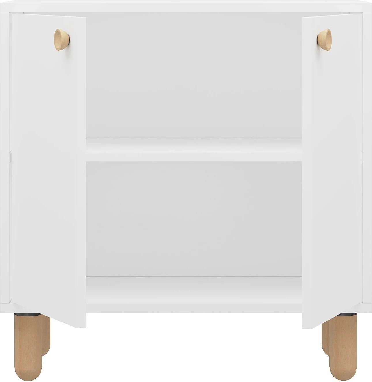 Dollap multifunksional, ngjyrë e bardhë, këmbë druri, Skye Decor Lina