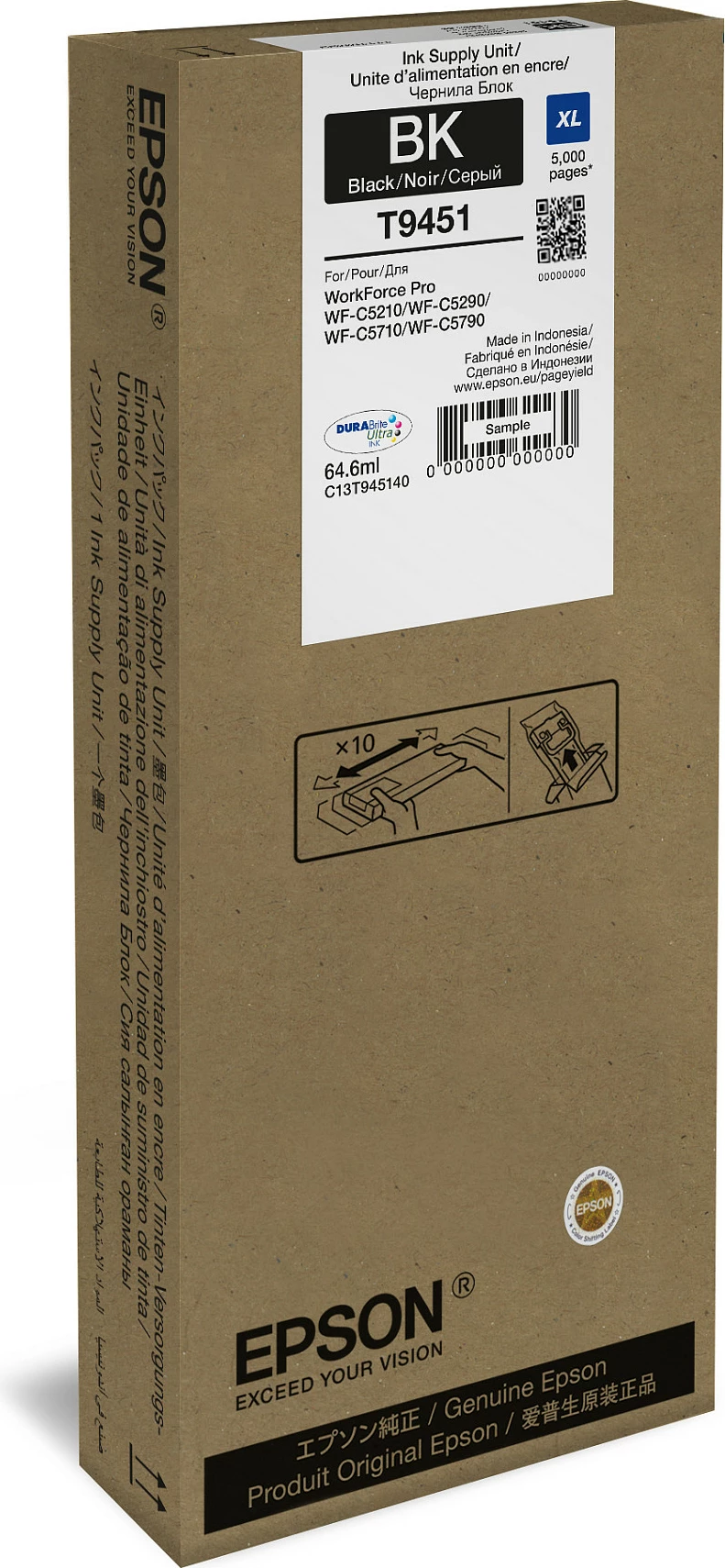 Kasetë bojë Epson WF-C5xxx Series XL, 64.6 ml, e zezë
