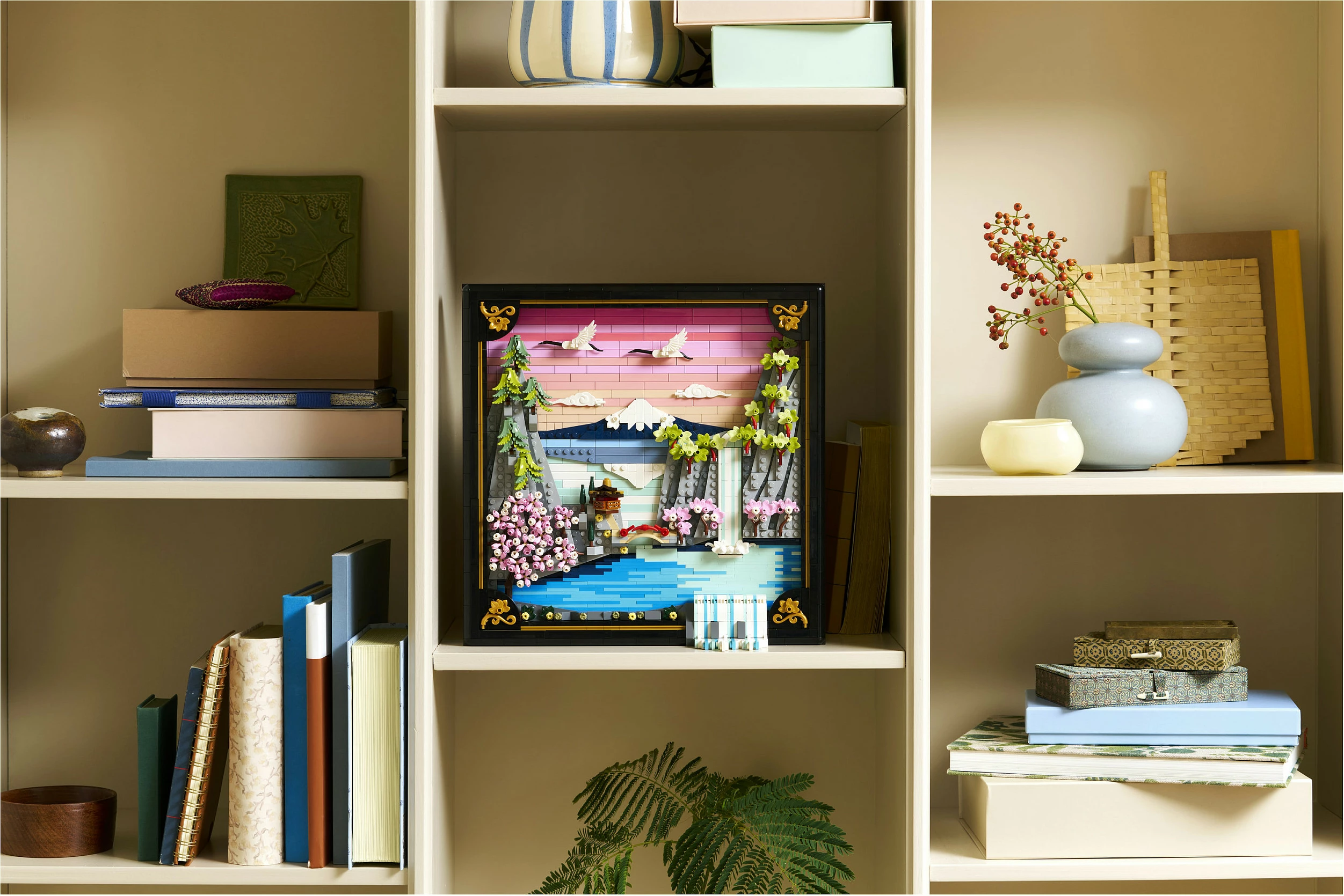 Set ndërtimi LEGO Art 31218 Japanese Cherry Blossom Landscape, 1892 copë, dekor muri 3D, Multikolor