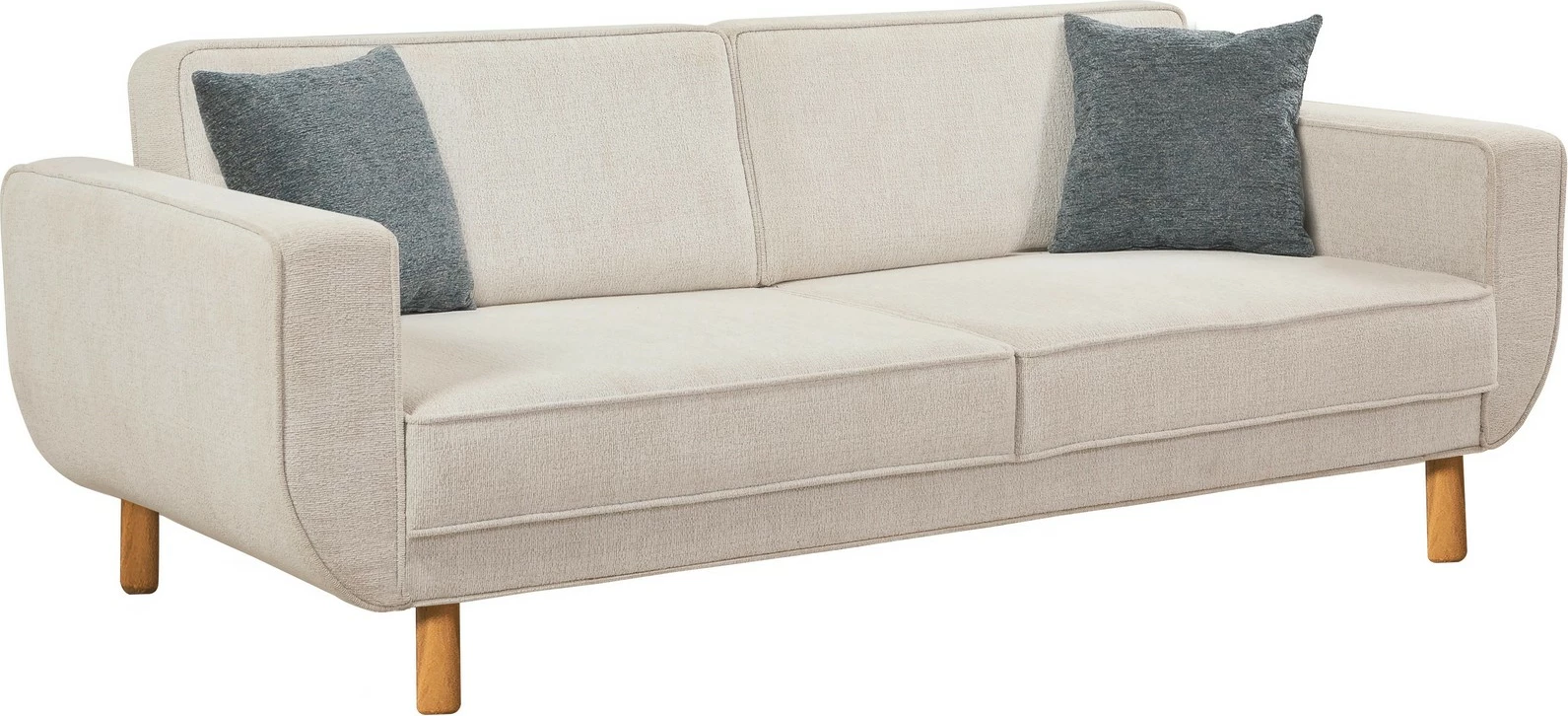 Set divan-krevat Atelier del Sofa, Larus Wood, ngjyrë lisi dhe krem