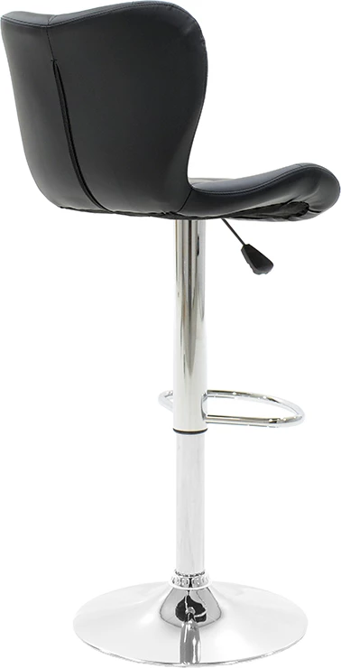 Karrige për bar Coozy, metal krom, lëkurë PU e zezë, set prej 2 copash