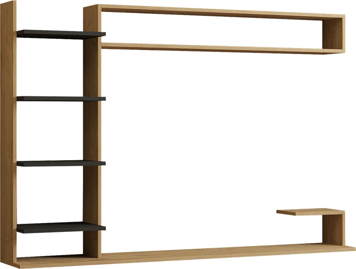 Njësi muri për dhomë ndeje, ngjyrë lisi-antracit, 180x29.60x121.80cm