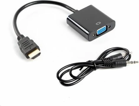 Adapter Lanberg AD-0017-BK HDMI në VGA + Jack 3.5mm, i zi