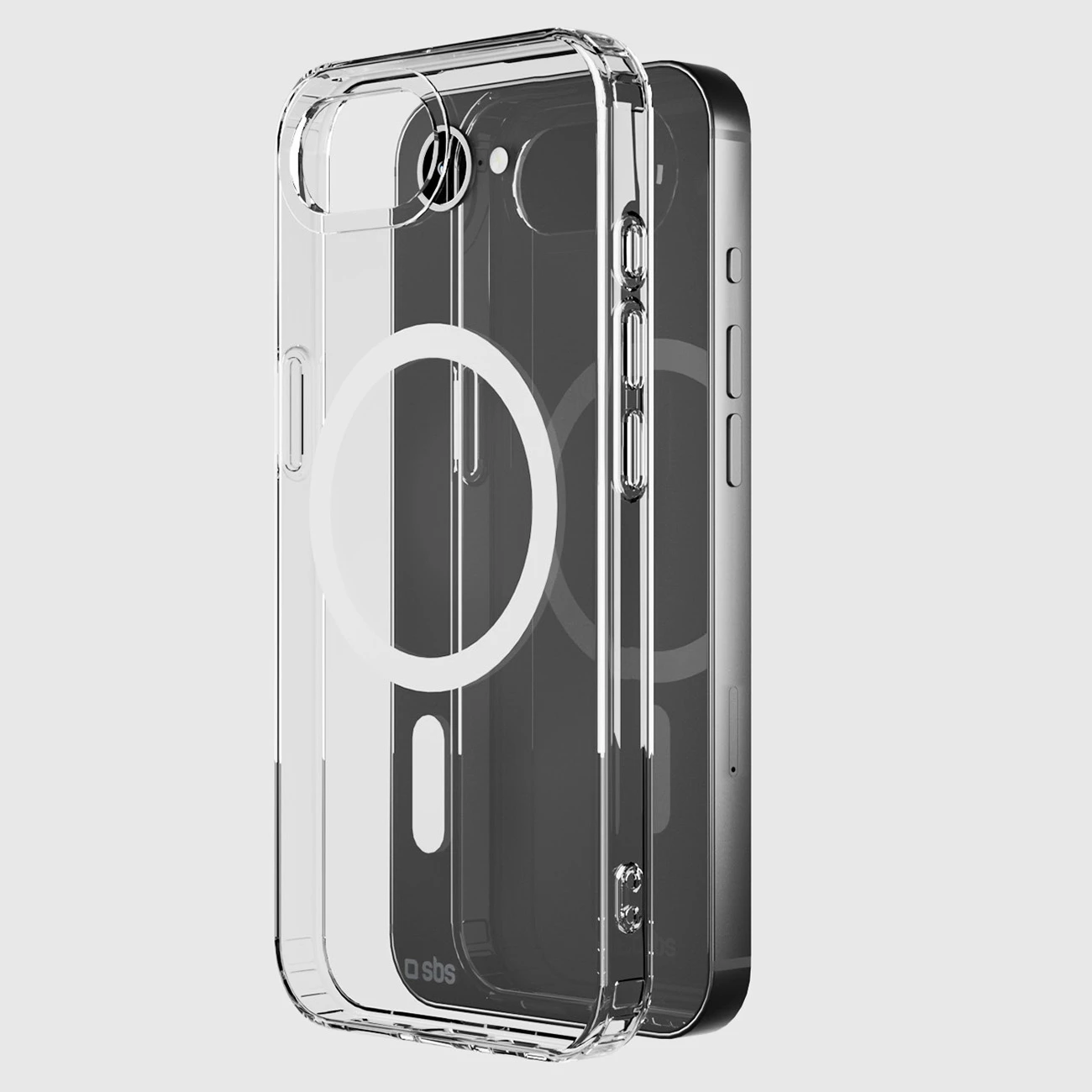 Mbështjellës SBS Cover Light Mag për iPhone 16e/17e, kompatibil me MagSafe, TPU + PMMA, transparent, me kuti