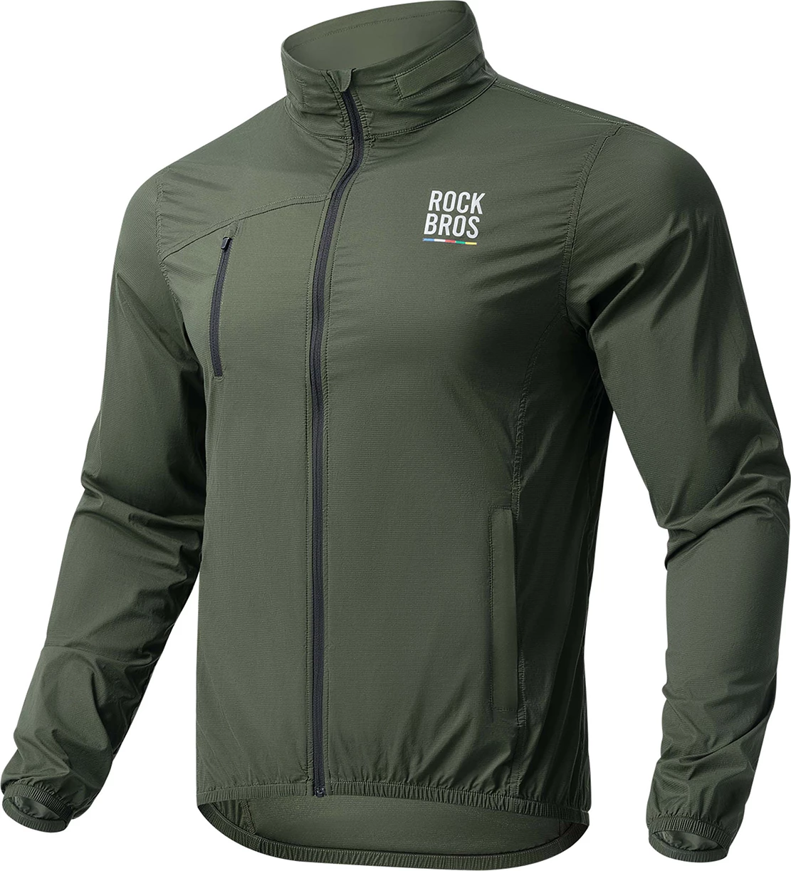 Xhaketë windbreaker për biçikletë Rockbros TLWT002 ROAD TO SKY, madhësia M, 92% poliester/8% elastan, jeshile
