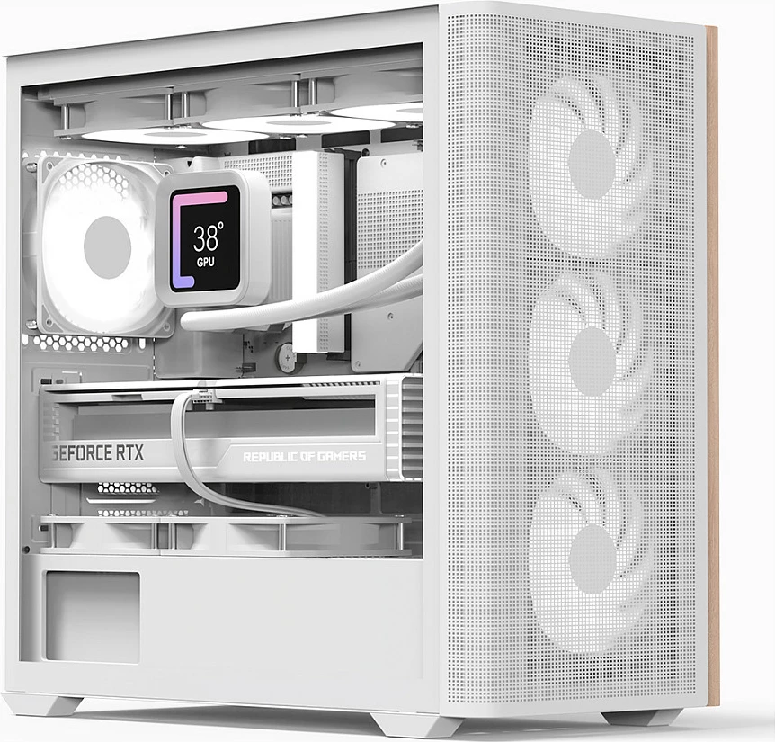Kasë Aerocool Geh Mini D301A-G-WT-V2, Mini Tower Micro-ATX, tempered glass, e bardhë/druri