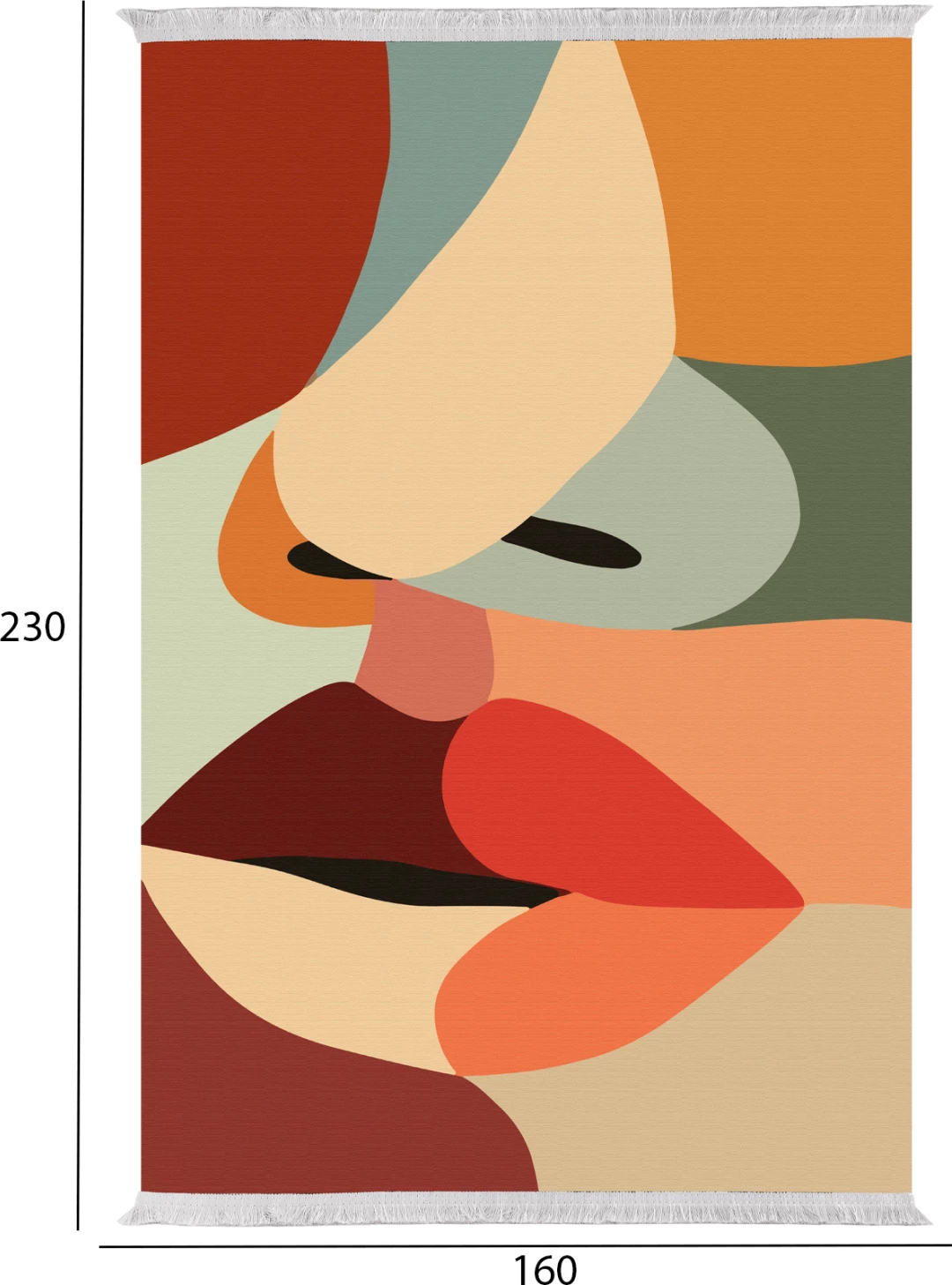 Tepih për dhomë ndeje me franja, Josiane FH7675.47, shumëngjyrësh, 160x230 cm