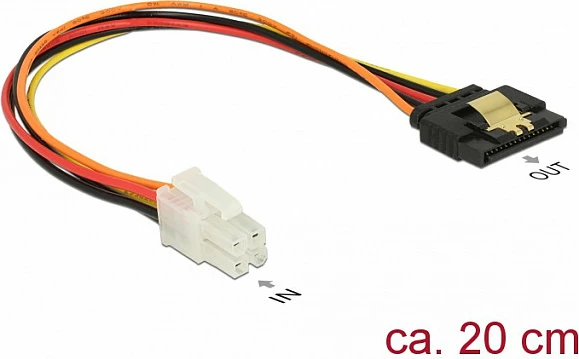 Kabllo adapter rryme DeLOCK 85519, P4 4-pin në SATA 15-pin, 0.2 m, shumëngjyrëshe